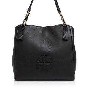 Tory Burch Black Leather Harper Shoulder Tote Bag Purse